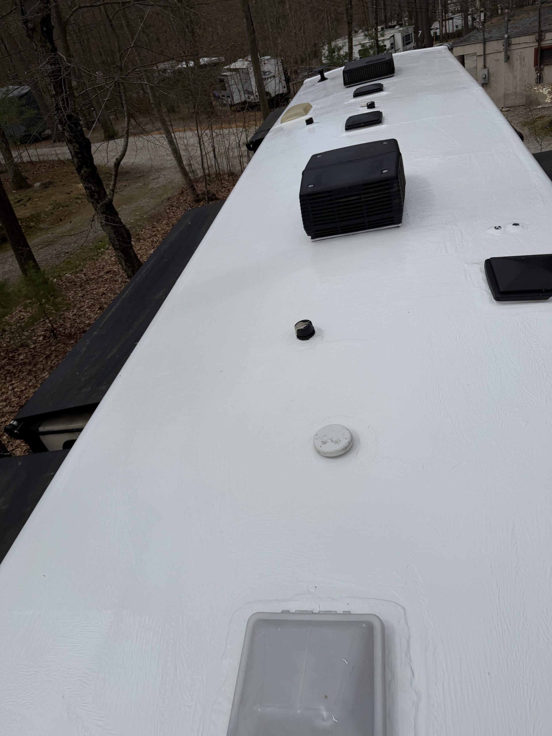 RV roof after one-time silicone coating by Kevin's Detailing