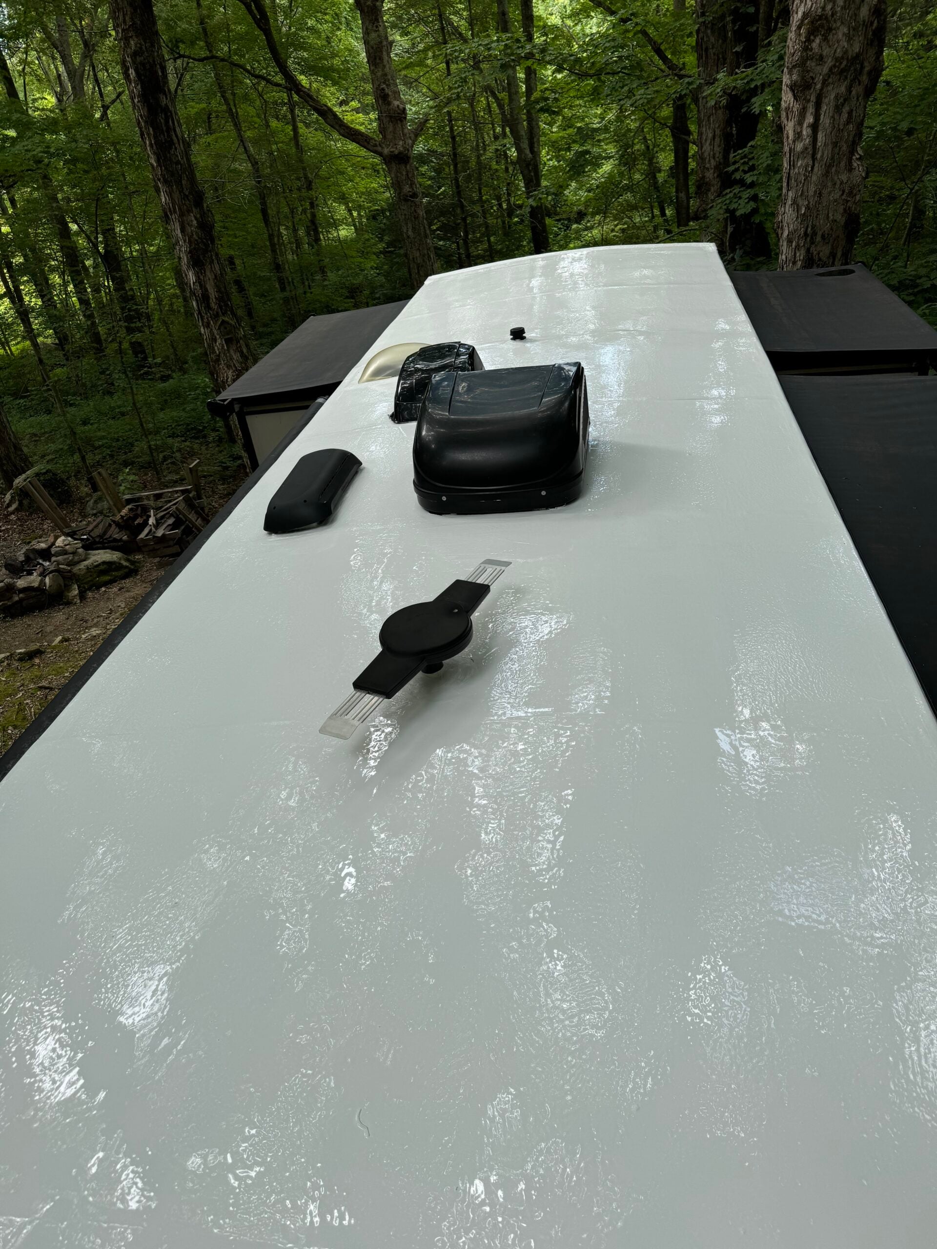 RV roof after one-time silicone coating by Kevin's Detailing