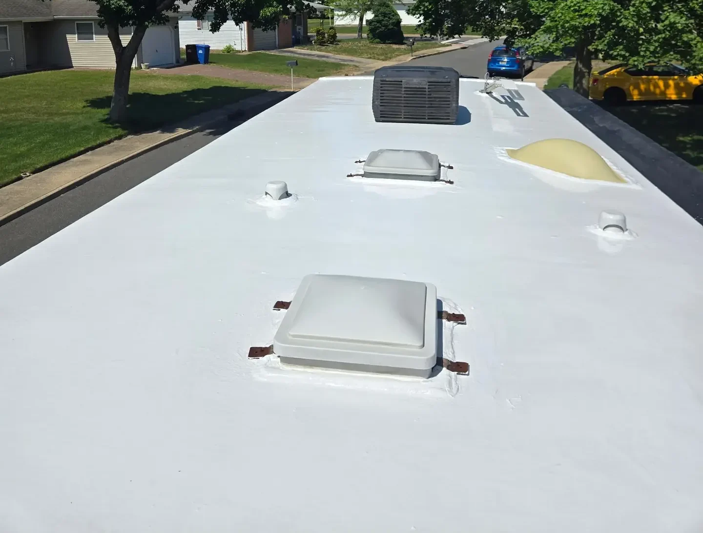 RV roof after one-time silicone coating by Kevin's Detailing